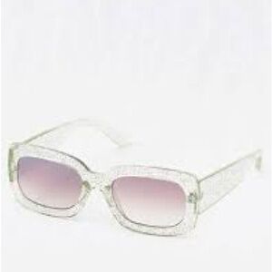 American Eagle AE Aerie Getaway Clear Glitter Frame Sunglasses